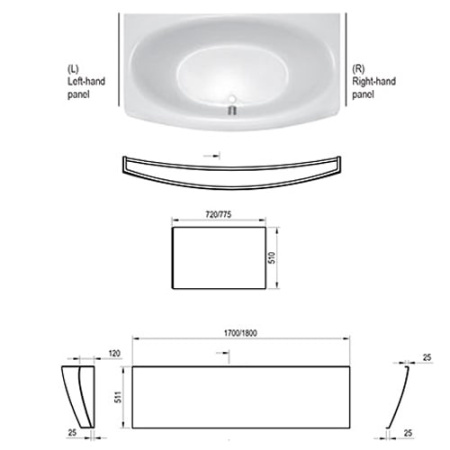 Боковая панель правая, с крепежом Ravak Evolution CZ11100A00