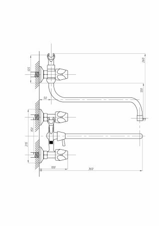 Смеситель для ванны ПСМ-Профсан  ЕВРО PSM-157-75