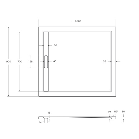 Поддон из искусственного мрамора (100х90) CEZARES TRAY-AS-AH-100/90-30-W