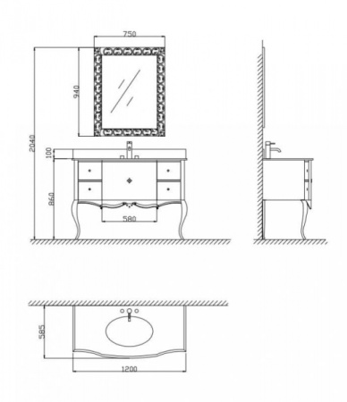 Раковина столешница BelBagno Rococo BB350ROMB
