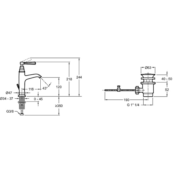 Смеситель для раковины Jacob Delafon Cleo 1889 E24307-BGG