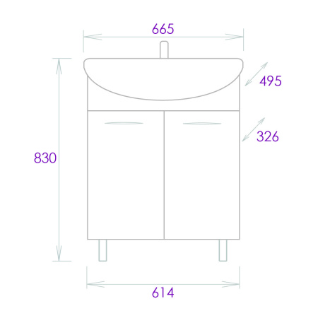 Тумба под раковину напольная Onika Стелла 65 106501