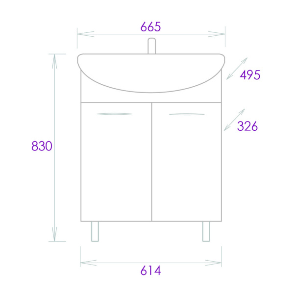 Тумба под раковину напольная Onika Стелла 65 106501