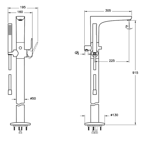 Смеситель для ванны Vitra Root Round A4274123EXP Смеситель для ванны Vitra Root Round A4274123EXP