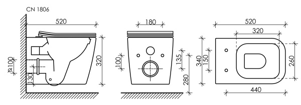 Подвесной унитаз Ceramica Nova Cubic Rimless CN1806