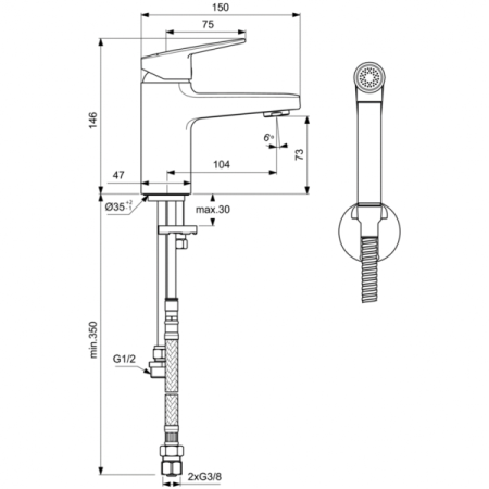 Смеситель для раковины с гигиеническим душем Ideal Standard CERAPLAN BD231AA