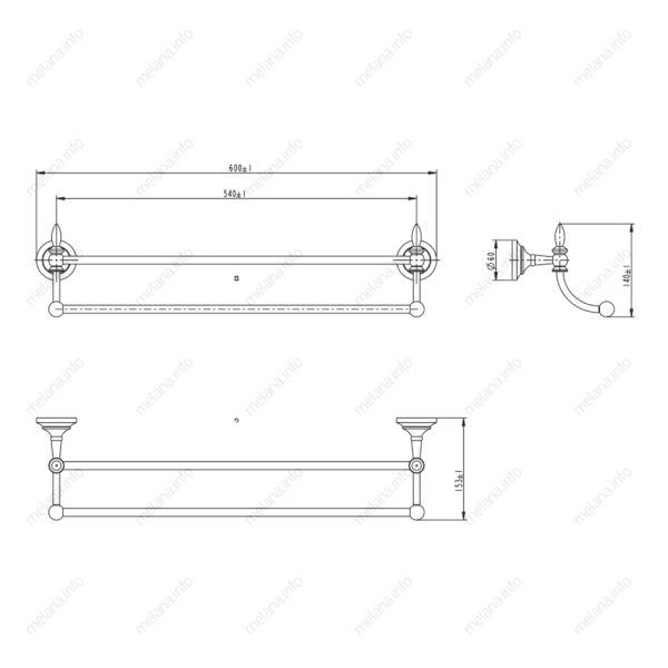 Двойная держатель для полотенец Melana MLN-820002