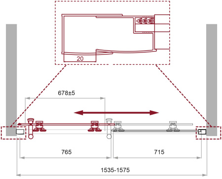 Душевая дверь (155х195) BelBagno UNO-195-BF-1-155-P-Cr