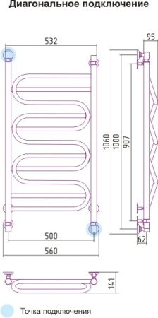 Полотенцесушитель водяной Сунержа Иллюзия 00-0110-1050