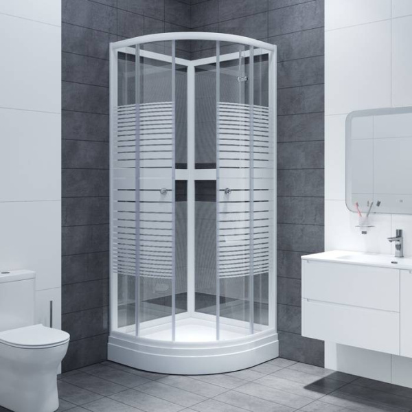 Душевая кабина полукруглая под низкий поддон IDDIS Optima Home HA90WLP, белая