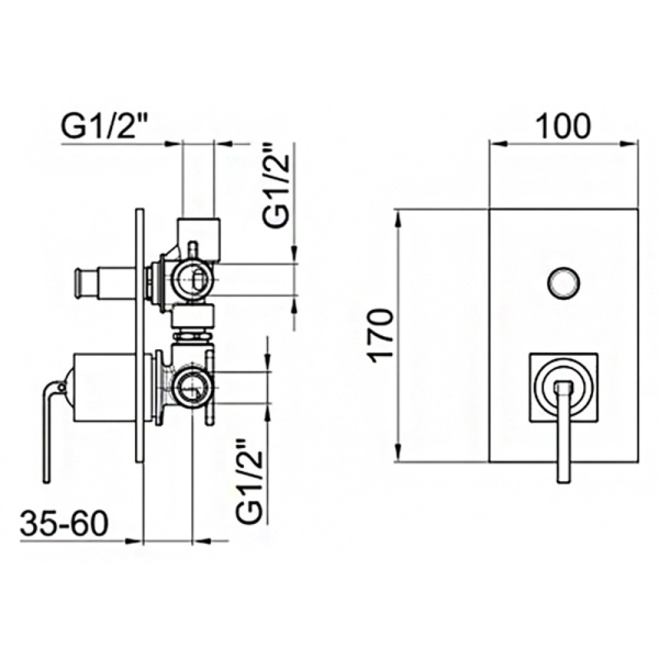 Смеситель для душа встраиваемый Webert Wolo WO860101564, хром/черный Смеситель для душа встраиваемый Webert Wolo WO860101564, хром/черный