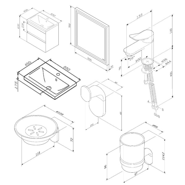 Комплект подвесной мебели и аксессуаров AM.PM X-Joy BK85GQ