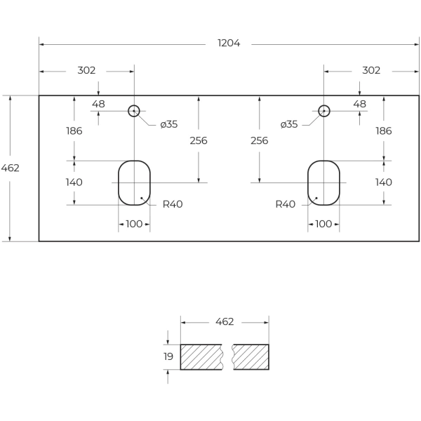 Столешница под раковину BelBagno 120 EK-120-2-BL