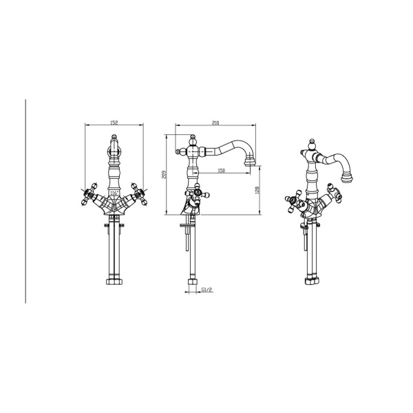 Смеситель для раковины Boheme Tradizionale Oro 292