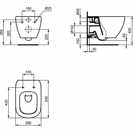 Комплект унитаза с инсталляцией Ideal Standard Tesi AquaBlade T386801
