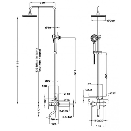 Душевая система Teka Manacor 841981200