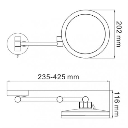 Зеркало с LED-подсветкой, 3-х кратным увеличением WasserKRAFT K-1004