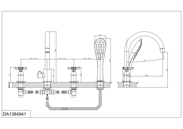 Смеситель для ванны D&K Hessen Goethe (DA1384941)
