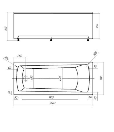 Акриловая ванна Aquatek Либра NEW (160x70) LIB160N-0000006 слив слева