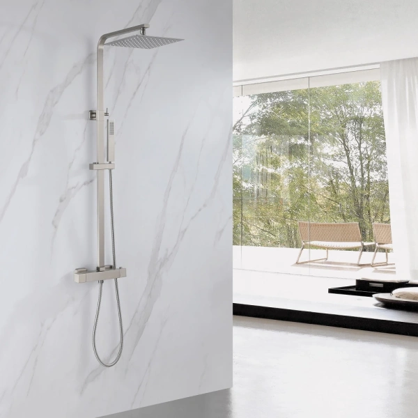 Душевая стойка ABBER Daheim AF8260SPL с термостатом без излива, сатин