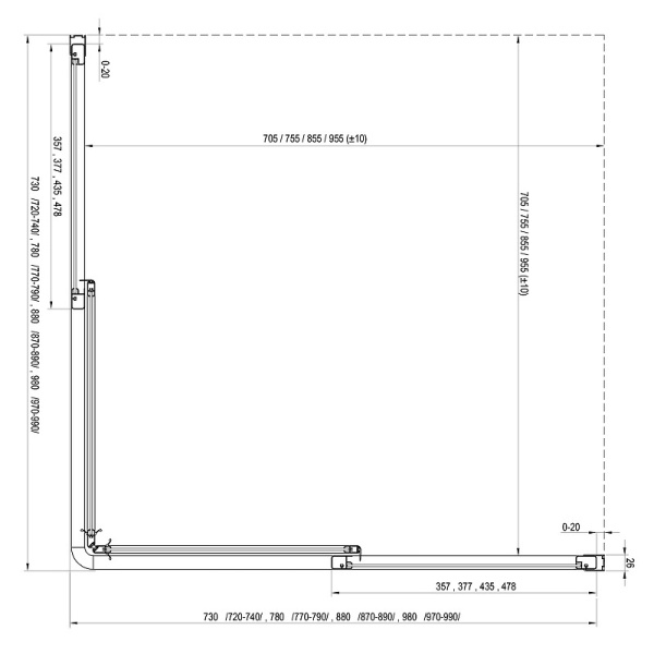 Душевая дверь Ravak Supernova SRV2-80 195 S 14V40UO2ZG