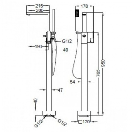Смеситель для ванны Cezares Molveno MOLVENO-VDP-01-Cr