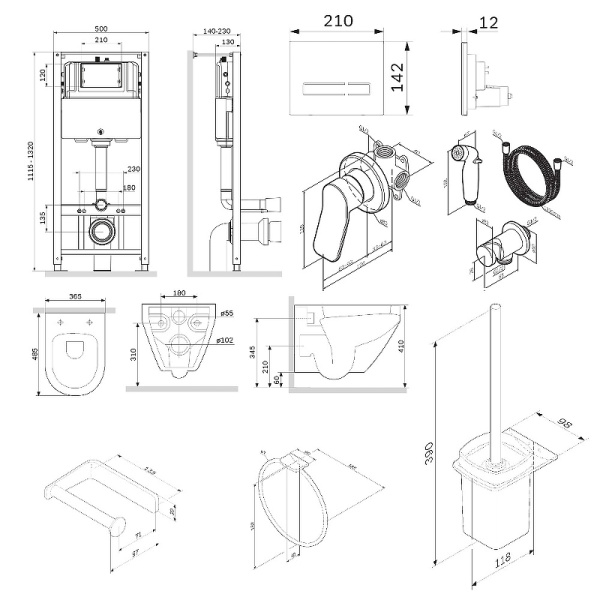 Комплект унитаза с инсталляцией и аксессуарами AM.PM Inspire V2.0 CK70GH