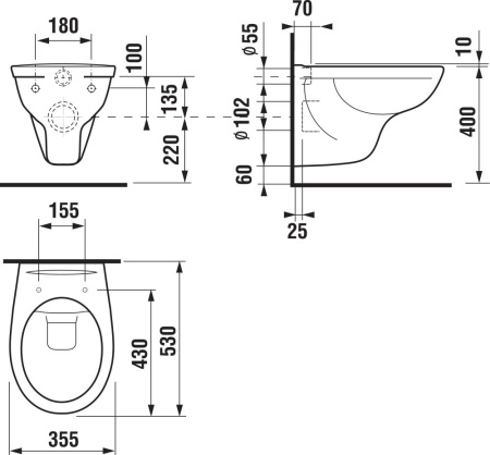 Унитаз подвесной Jika Dino Rimless 2137.7.000.000.1 (без сиденья)