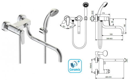 Смеситель для ванны с гарнитуром Vidima Balance BA268AA