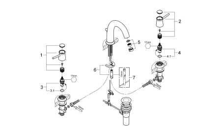 Смеситель для раковины GROHE BauClassic 20470 000 (20470000) хром