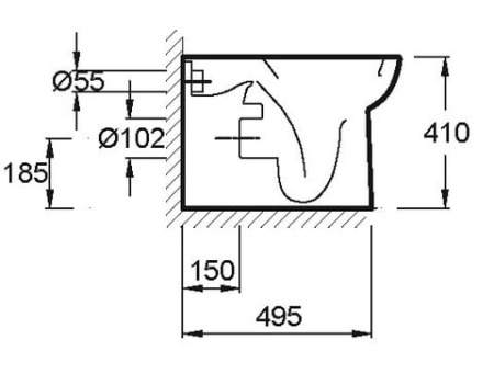 Унитаз приставной Jacob Delafon Replay E4776-00 без сиденья