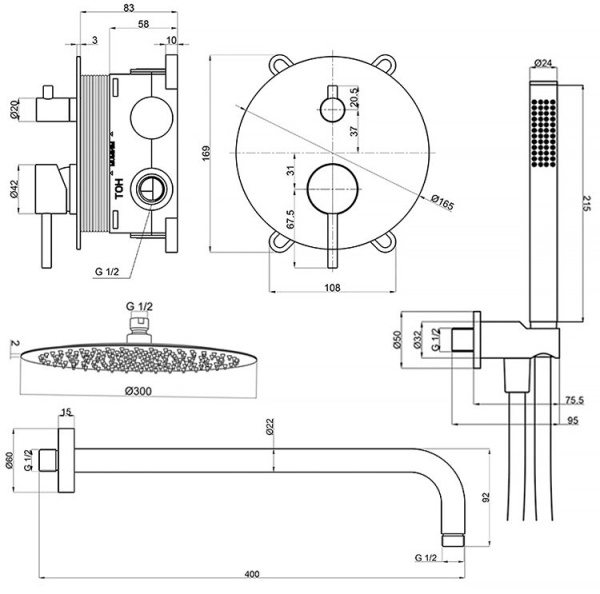 Душевой комплект AQUAme AQM8404MB