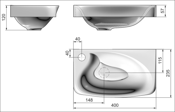Полувстраиваемая  раковина RAVAL Bionica  Bio.08.40/W