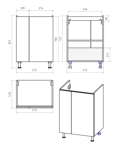 Тумба под раковину Misty Лира 60 Пр-Лир06060-50