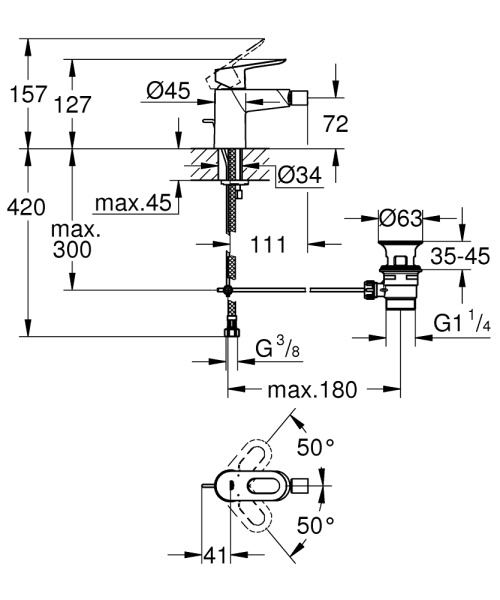Смеситель для биде Grohe BauLoop 23338 000 (23338000) хром