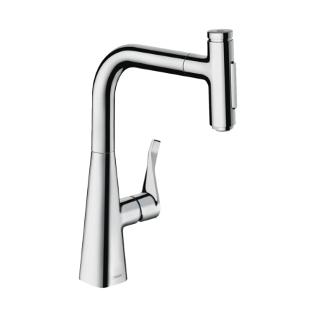 Смеситель для кухни с выдвижным изливом Hansgrohe Metris Select M71 2jet 73817000 хром