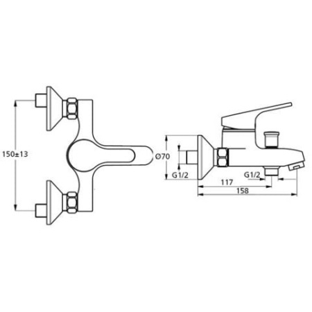 Смеситель для ванны IDEAL STANDART Slimline II B9088AA