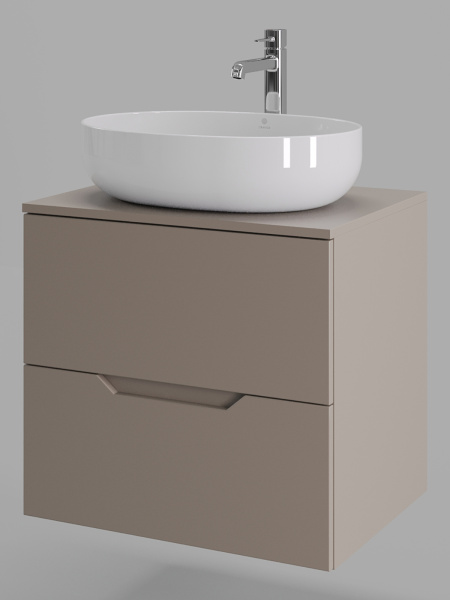 Тумба с раковиной подвесная 60 см, Orange Line Li-60TuLMDF+B05-520W латте/белый