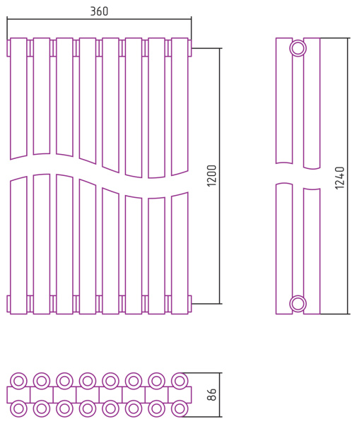 Полотенцесушитель Водяной Сунержа Эстет-00 (120х36) 8 секций Состаренная Латунь 051-0332-1208
