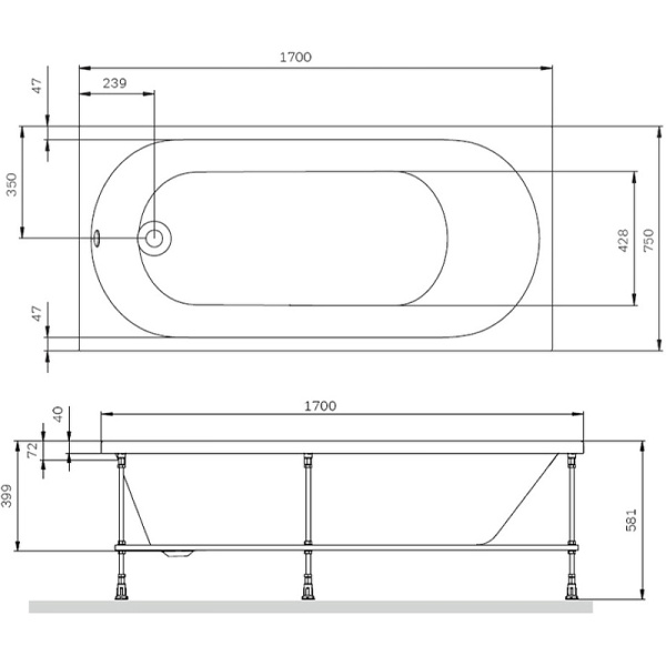 Акриловая ванна AM.PM X-Joy 170х75 W94A-170-075W-A Акриловая ванна AM.PM X-Joy 170х75 W94A-170-075W-A