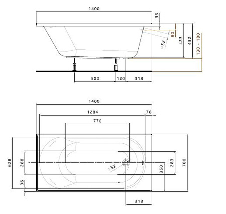 Ванна прямоугольная Kolo Opal Plus AntiSlide XWP1240101