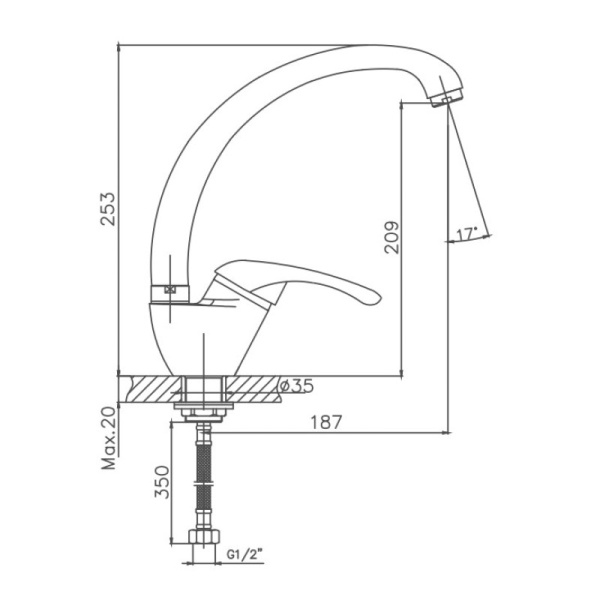 Смеситель для кухни Cron CN4113-8 Смеситель для кухни Cron CN4113-8