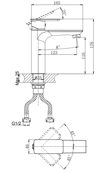 Смеситель для раковины RUSH Bruny BR4335-12