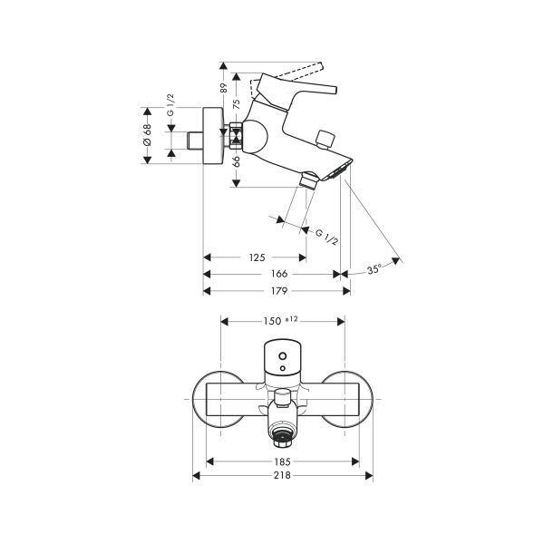 Смеситель для ванны Hansgrohe Talis S 72400000 хром