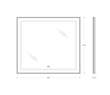 Зеркало (90х80) BelBagno Kraft SPC-KRAFT-900-800-LED-TCH-WARM-NERO с подсветкой