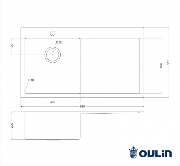 Кухонная мойка Oulin (89х51) OL-FTL101R