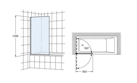 Стеклянная дверца для ванны Roca Victoria M18008512