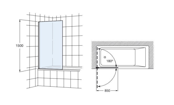 Стеклянная дверца для ванны Roca Victoria M18008512