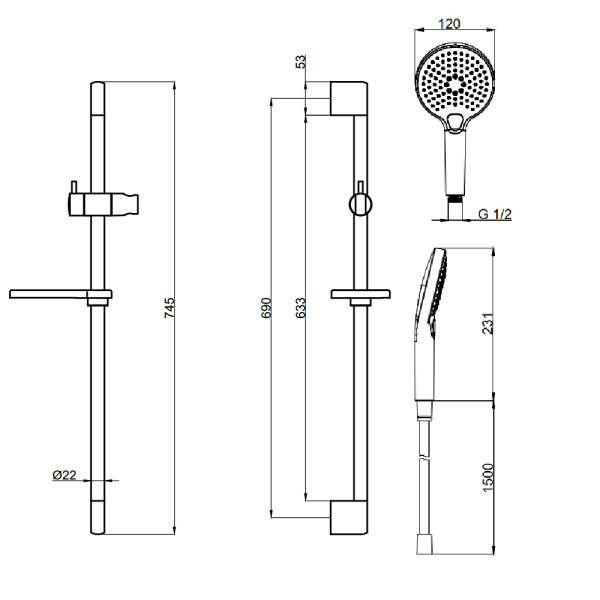 Душевой гарнитур AQUAme AQM8101MB