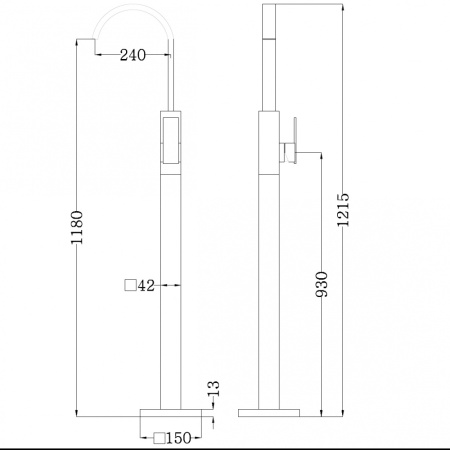 Смеситель ABBER Wasserfall AF8640 напольный для раковины, хром